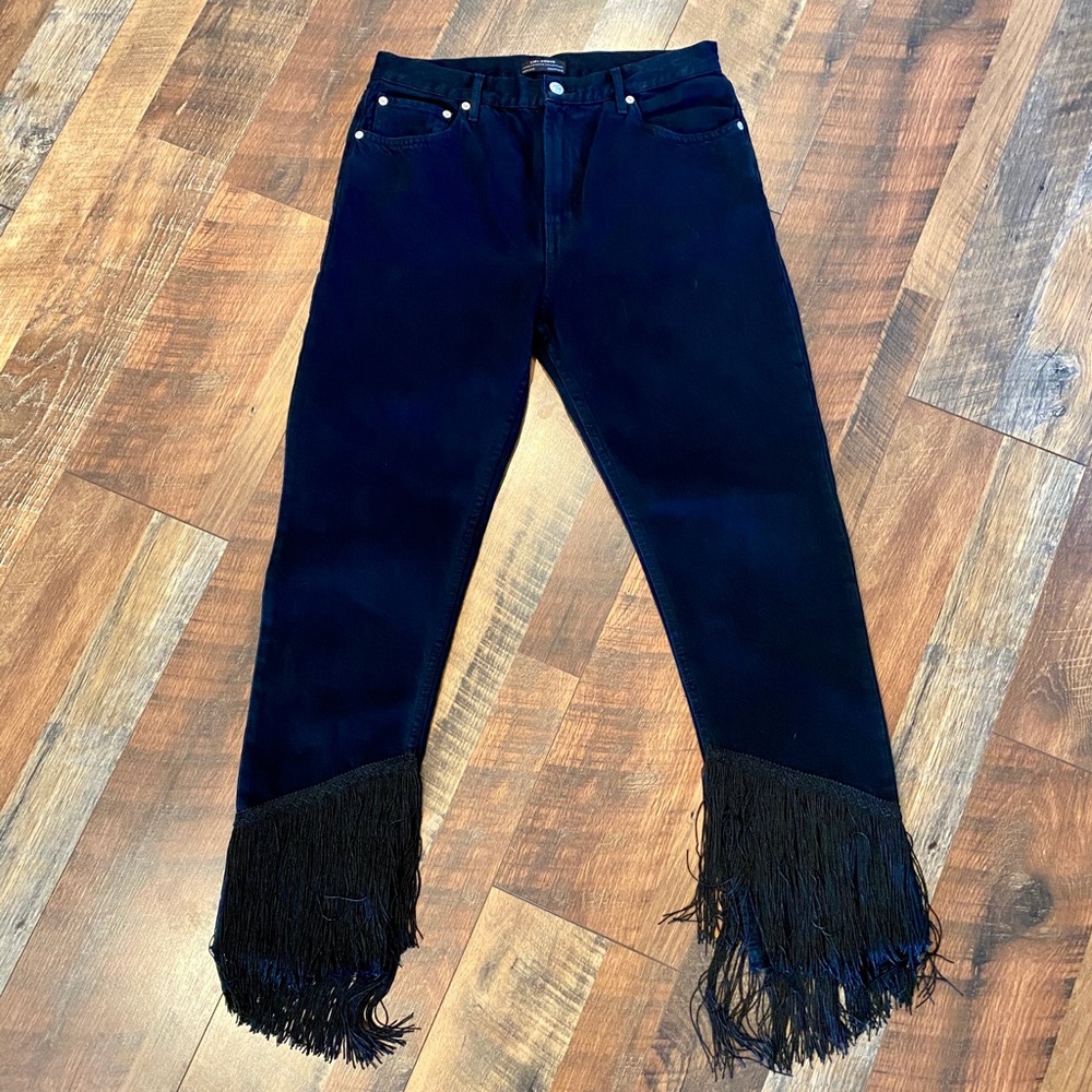 ZARA The Vintage High Waisted Black Fringe Jeans - Picture 4 of 10
